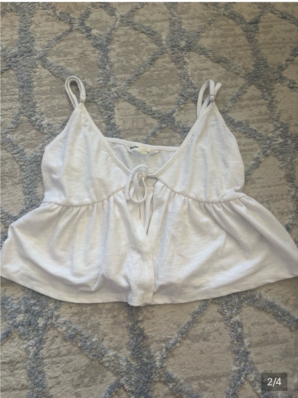 3 for $14 Bluenotes White Ribbed Tie-Front Cropped Camisole size large